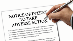 Notice of intent to take adverse action